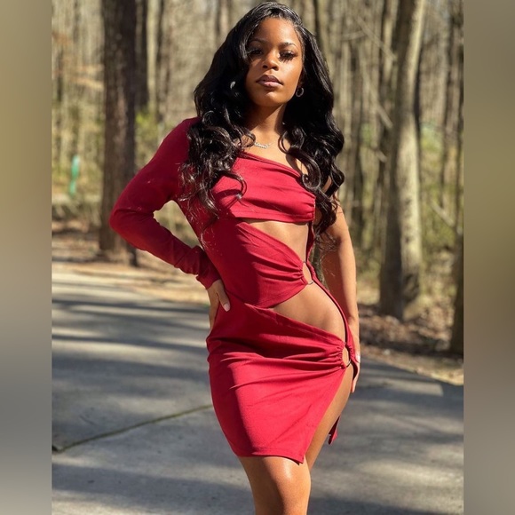 Burgundy Cutout Dress - Picture 5 of 5